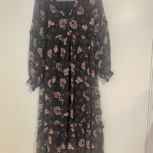 Patrons of Peace Black and Red Floral Dress